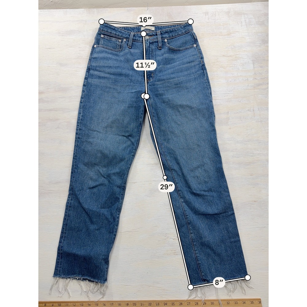 Madewell Jeans Curvy Perfect Vintage Straight Raw Hem Blue Womens Size 30